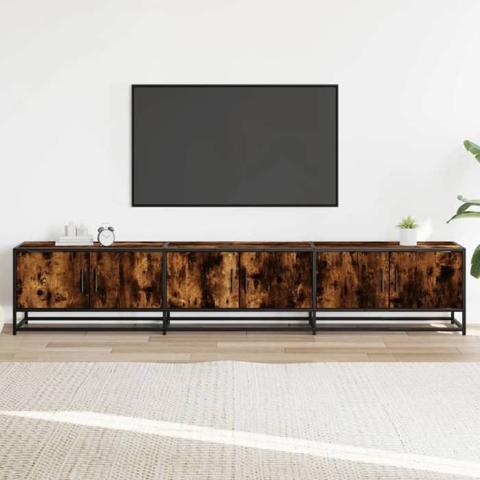 VidaXL Meuble TV chêne fumé 210x35x41 cm bois d'ingénierie, support TV, buffet TV, meuble multimédia, banc TV, meuble hifi, 3300792