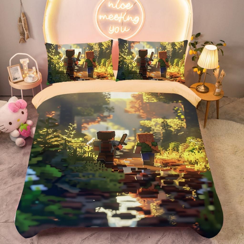 Anime quilt cover My World Duvet Cover My World Monster Hunters Bedding Set Pillowcases Bedclothes Children's Kids Adult