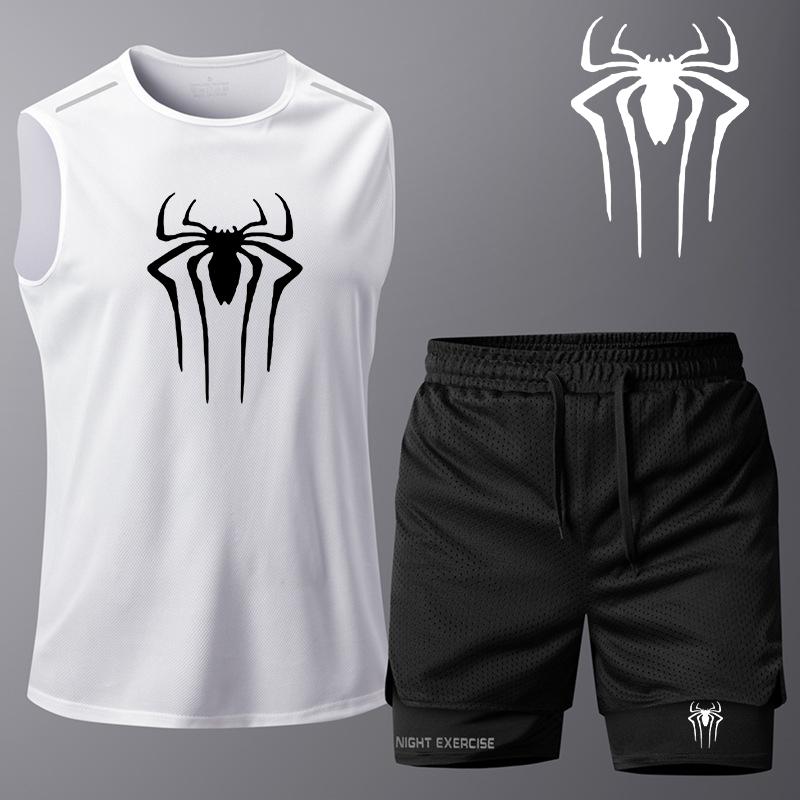 Summer Men s Quick Dry Casual Sleeveless T-Shirt And Shorts Set City Street Running Sports 2-Piece Suit XS