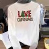 (Asian Size) Truck Watercolor Graphic Tee Women Merry Christmas New Year Print Casual Fashion Top O-neck Clothing T Shirt Long Sleeve T-shirts