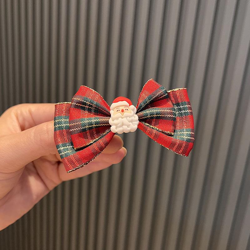 Korean Style Cartoon Christmas Hair Clips for Girls – Red Baby Bow and Bangs Accessories