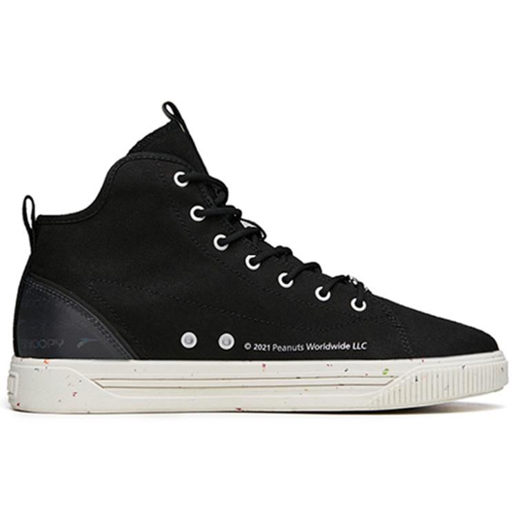 New SNOOPY x Anta High Top Skateboard Shoes Men's Black 912138601-1