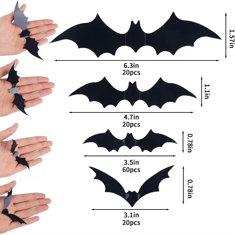 Halloween Decoration 3D Black PVC Bat Halloween Party DIY Decor Wall Sticker Bar Room Halloween Party Scary Decos Props