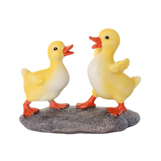 

2 Pcs Little Yellow Duck Figurine Realistic Small Resin Cartoon Duck Garden Statue for Outdoor Patio Lawn Yard Pond Decoration Duck