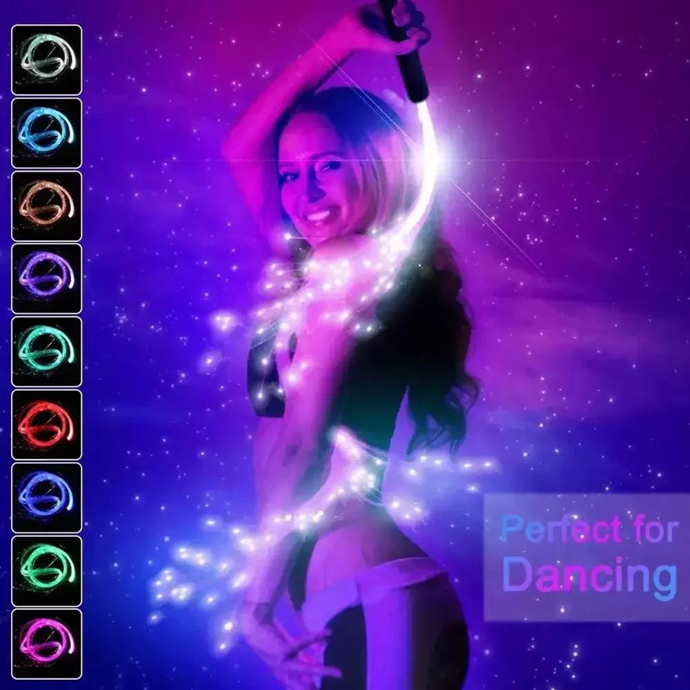 New LED Fiber Optic Whip 360° Swivel Glowing Whip RGB Pixel Light Up Flow Lace Disco Dance Festival Night Party Atmosphere Props