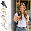 Cross Keychain Safety Reminder Rectangular Car Pendant Inspirational Message Keyring for Daily Use Durable Metal Material
