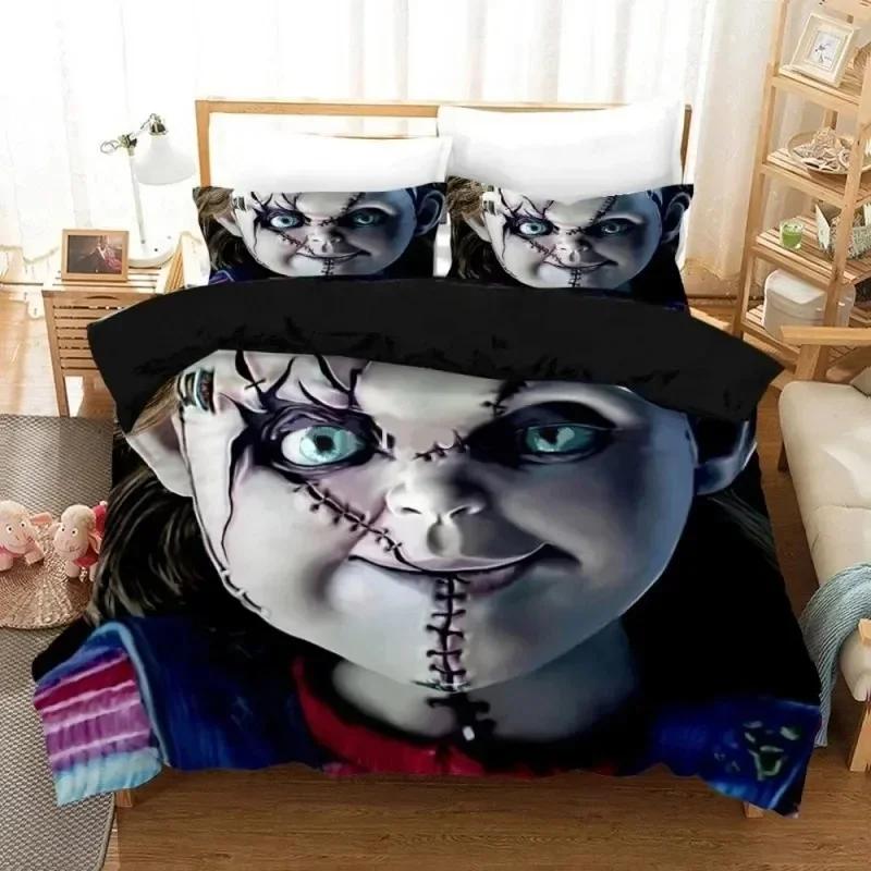 Film Horror Child Of Play Chucky Comodo Copripiumino Coperta Federa Set Biancheria da Letto Decorazione Camera da Letto Bambini Tessile per la Casa