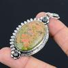 Natural Unakite Gemstone Jewelry 925 Sterling Silver Pendant Flower For Women