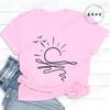 Sun Ocean Shirt Graphic Boho Summer T Shirts Trendy Beach Tee Cute Minimalist Summer T-Shirts Short Sleeve Trip Women's Shirts