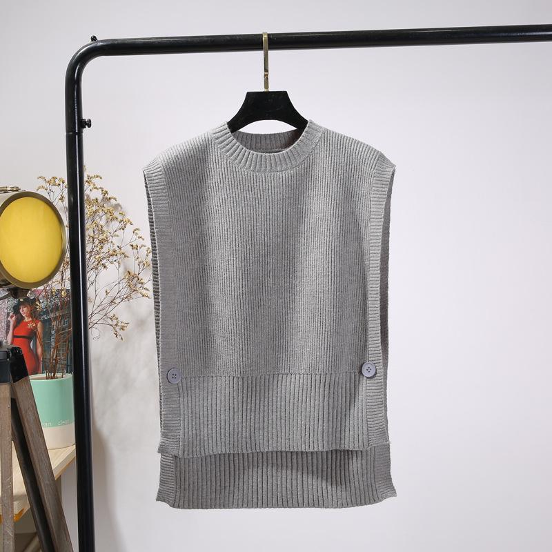 Women's Round Neck Sleeveless Knit Wool Vest - Korean Style Spring/Autumn Thin Cardigan In Solid Colors