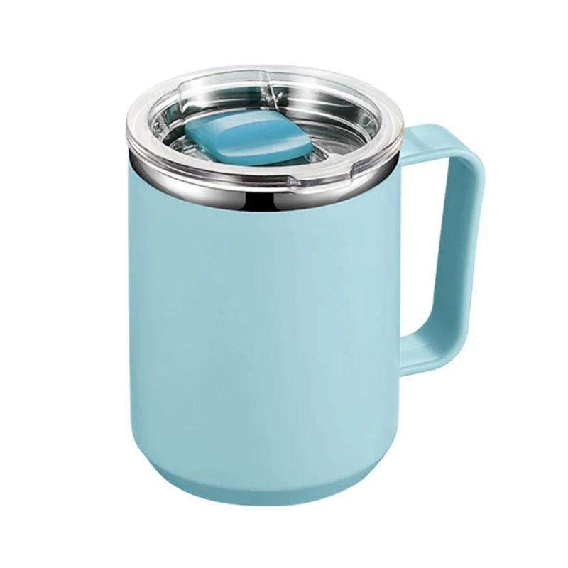 450ml Stainless Steel Heat Insulated Coffee Milk Mug Thermal Coffee Cup Double Wall with Handle and Lid Travel Drinking Tumbler