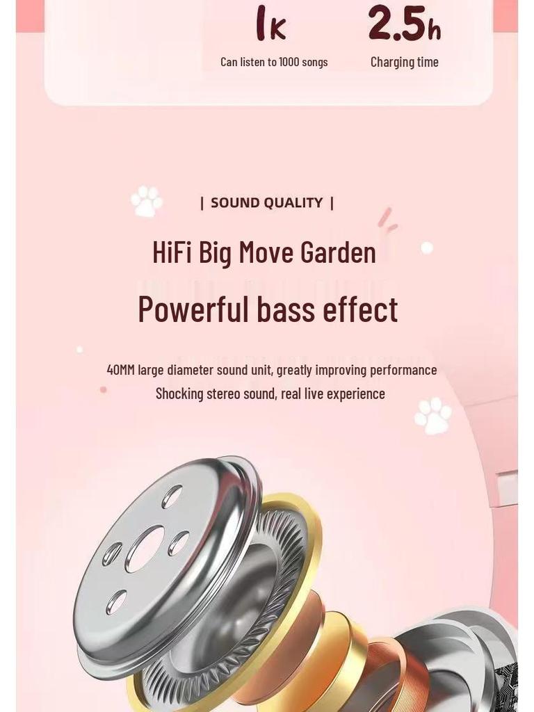 Luminous Cat Ear Bluetooth Over-Ear Headphones STN-28: Ultra-Long Battery Wireless Headset