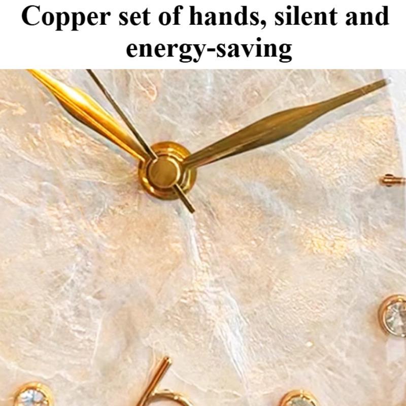 Luxury Table Clocks Art Nordic Silent Table Quartz Clock Morden Design Aesthetic Shell Based Clock Living Room Cabinet Ornament