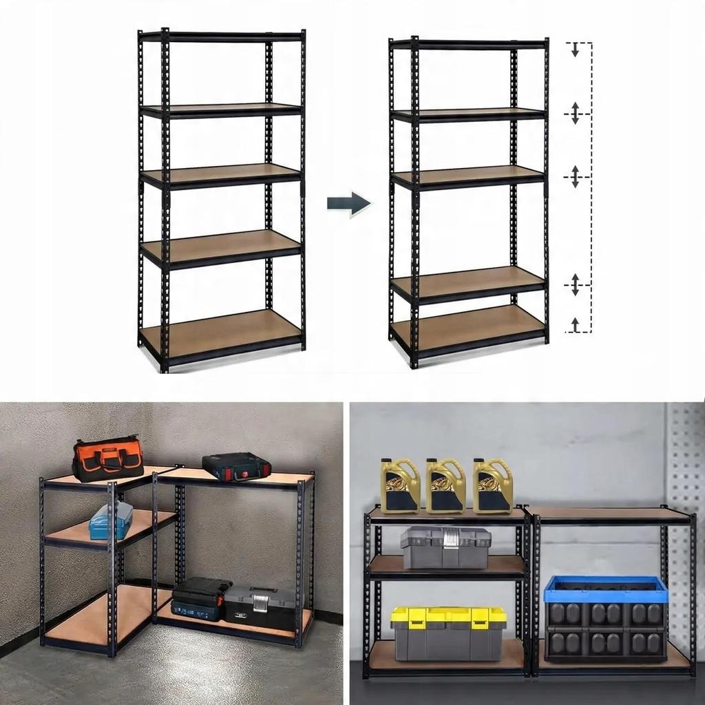 Regał Magazynowy Garażowy Czarny 5 Półek 875Kg 180X90X30 Szybki Montaż