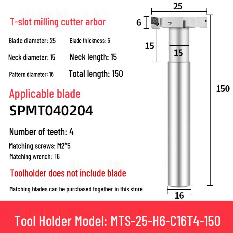 CNC T-Slot Milling Cutter with HTS Three-Sided Blade, Shank Thickness: 6, 8, 10, 12 Mm