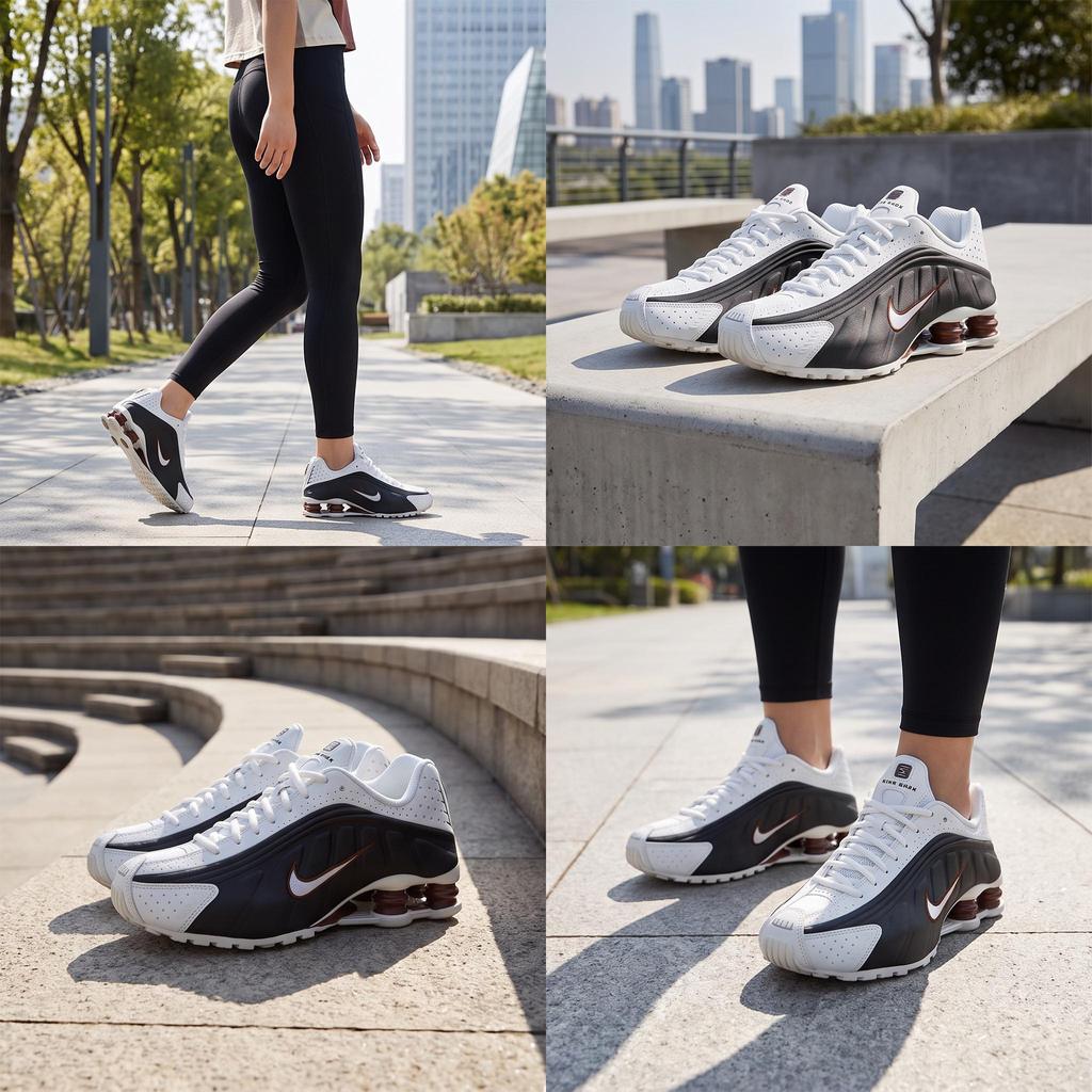 Nike Shox R4 Sail Fauna Brown Damen Sneaker Creme Schwarz AR3565-104