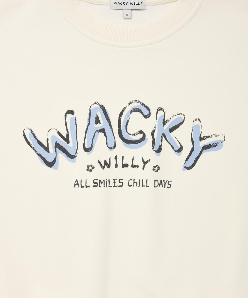 WACKY WILLY Women'S Typographic Crop Sweatshirt Cream