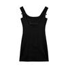 Petite Women's Summer Black Suspender Dress with Bow and Hip Skirt - French Sexy Style