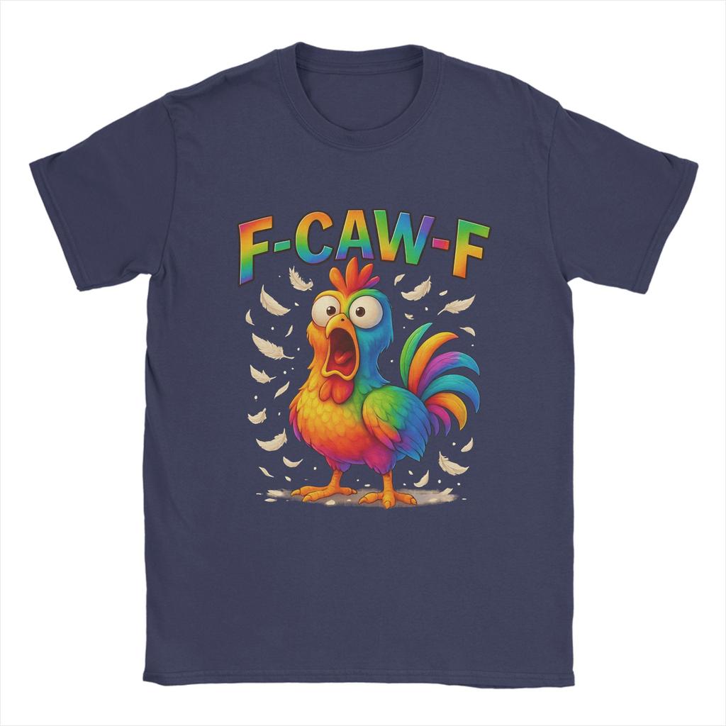 F-CAW-F Funny Chicken Humor Design Men T Shirt Casual Tee Shirt Short Sleeve Crew Neck T-Shirts Cotton Gift Idea Clothes