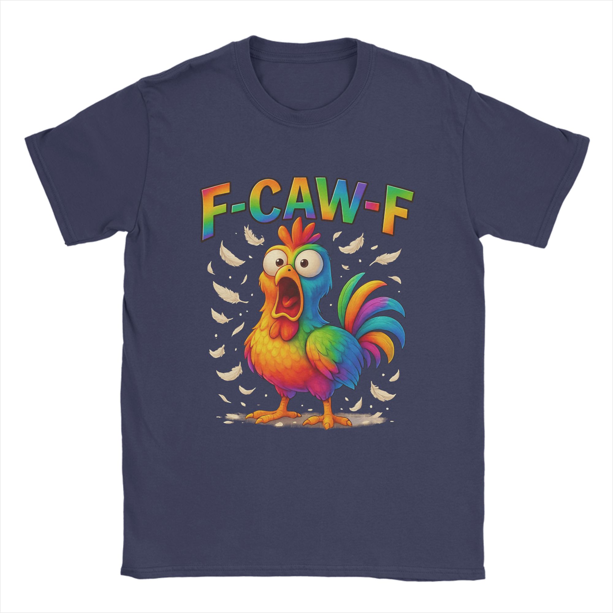 

F-CAW-F Funny Chicken Humor Design Men T Shirt Casual Tee Shirt Short Sleeve Crew Neck T-Shirts Cotton Gift Idea Clothes 4XL