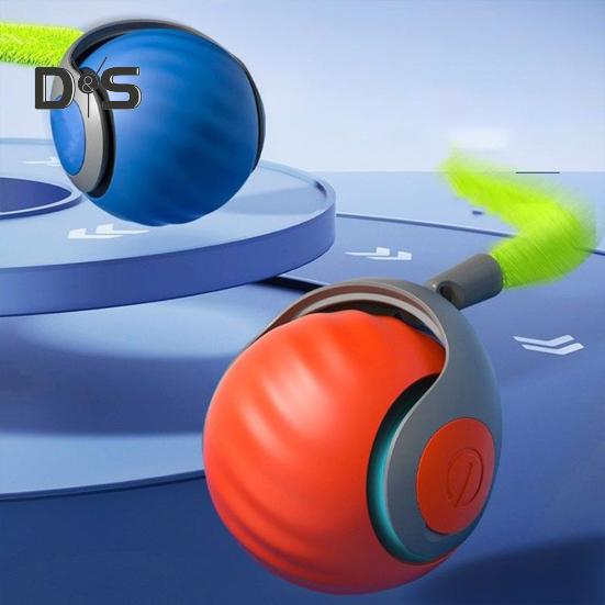 Jucărie interactivă cu bile pentru pisici, reîncărcabilă prin USB, cu bile de rulare, cu reglaj cu două viteze, jucărie automată pentru pisici cu coadă pentru pisici de interior