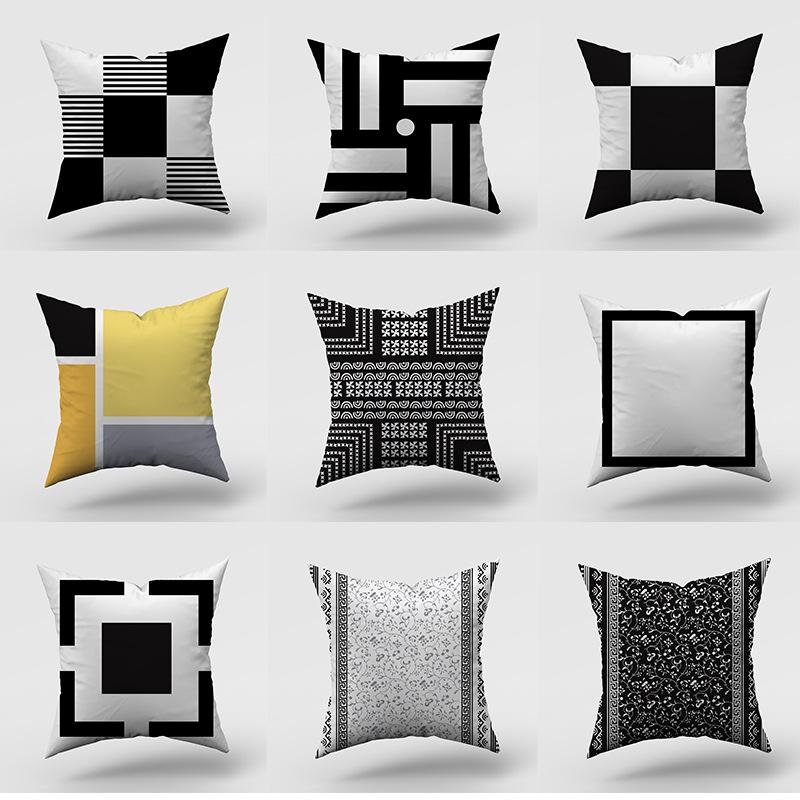 Modern Simple Black and White Geometric Pillow Case Home Sofa Pillow Cushion Cover
