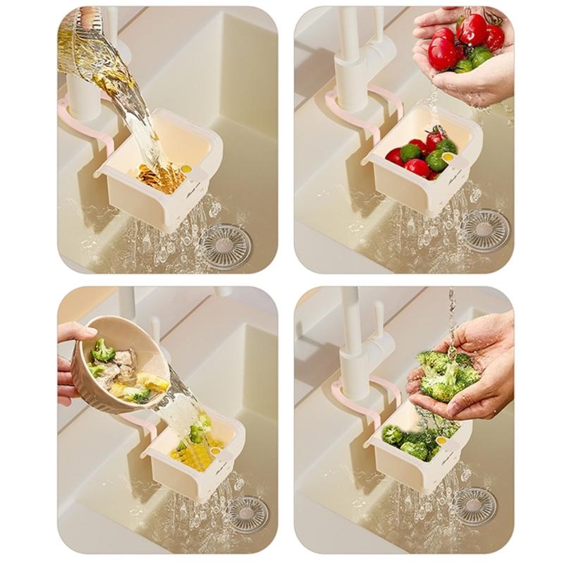 Hanging Faucet Mounted Sink Strainer Basket Auto Dump Technology for Hand Release Waste Disposal Ideal for Small Kitchens and Apartments