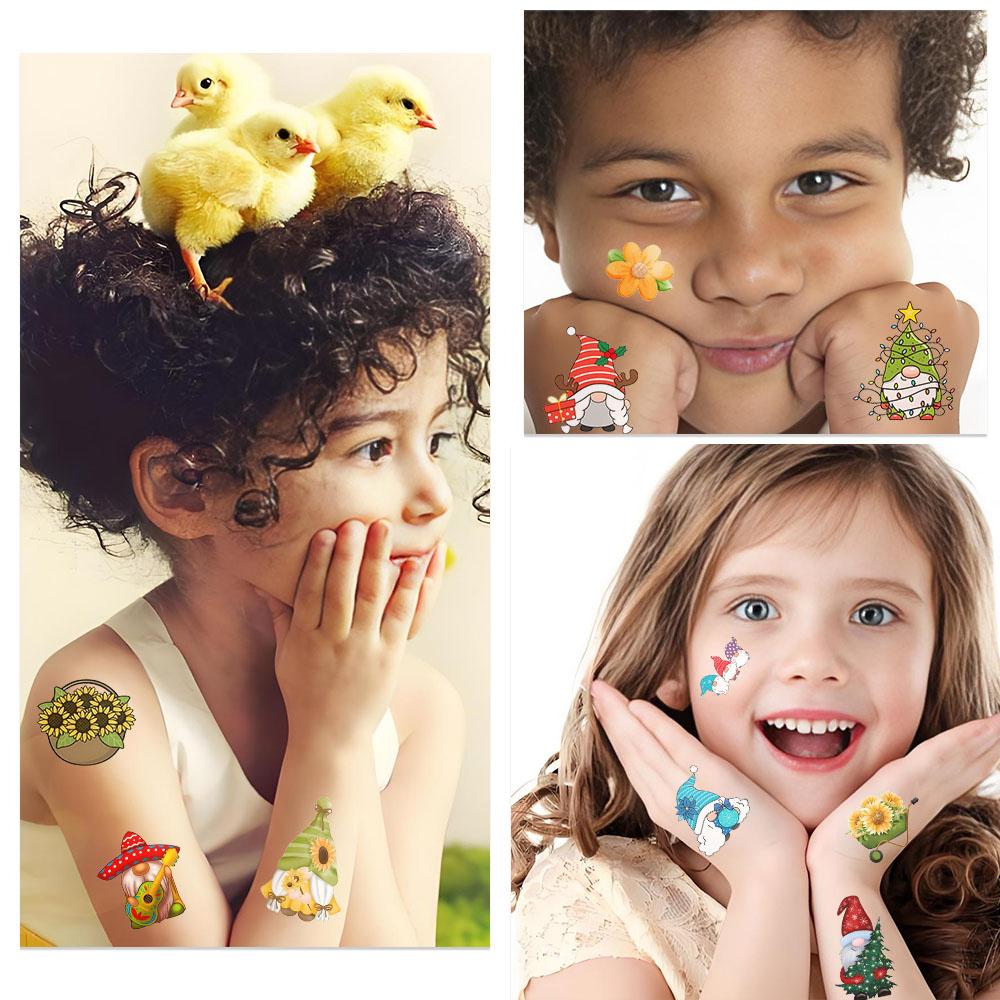 10sheets Cartoon Garden Elf Tattoo Stickers For Hand Face Body Temporary Decorative Tattoo Stickers Kids Festival Party Supplies
