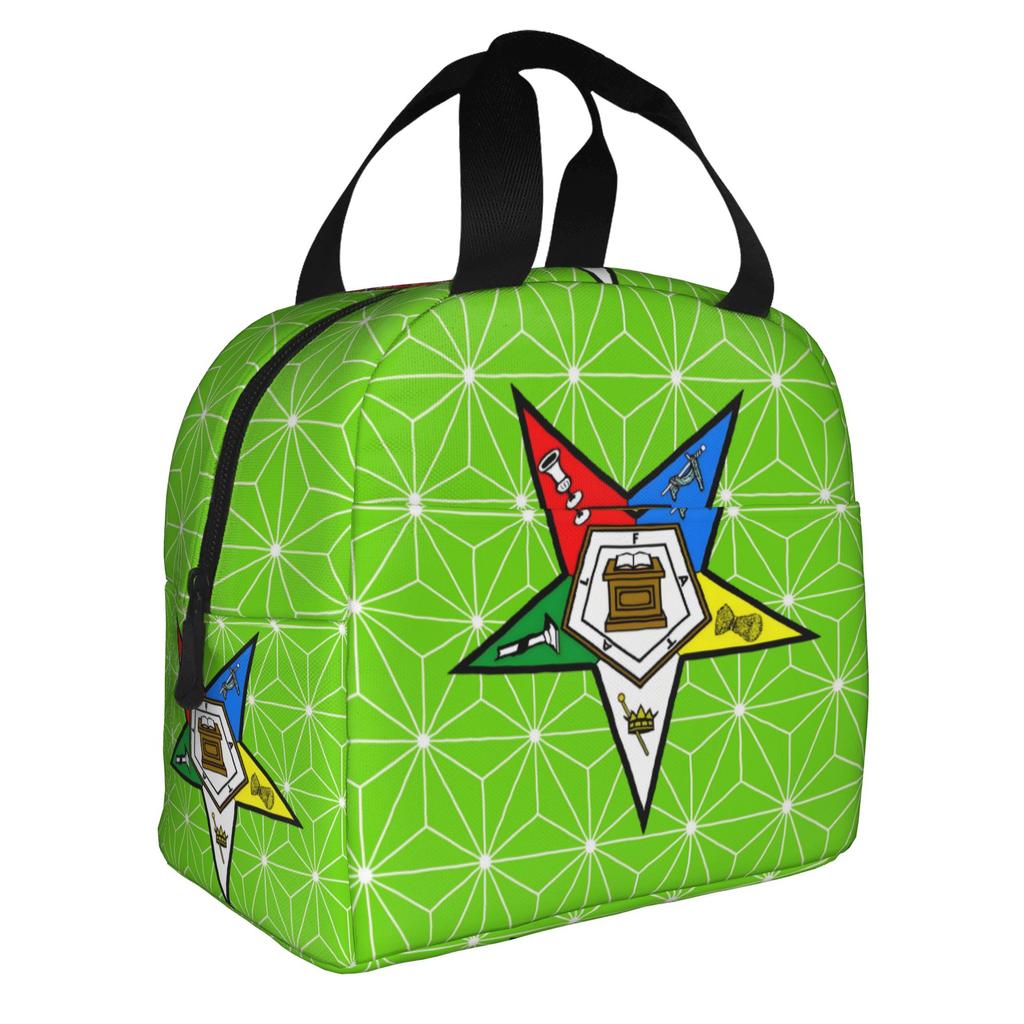 Order Of The Eastern Star Logo Thermal Insulated Lunch Bags Women  Portable Lunch Container for School Multifunction Food Box