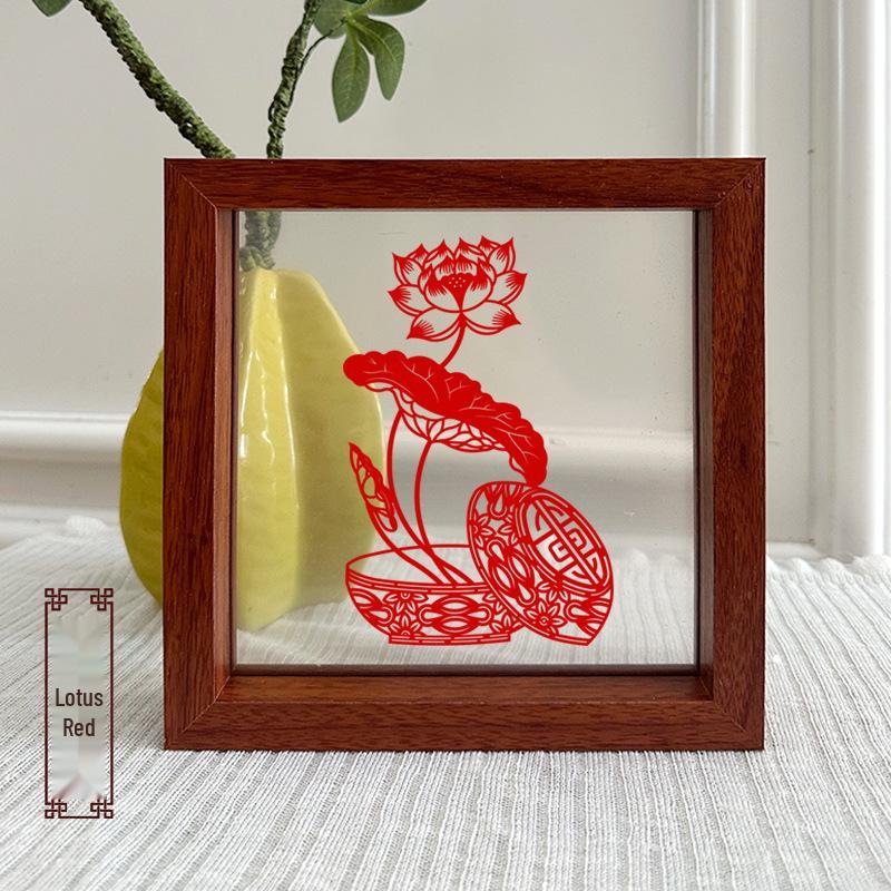 Xianci Double-Sided Transparent Frame: A4 Paper-Cut Calligraphy Fu Character Display Stand