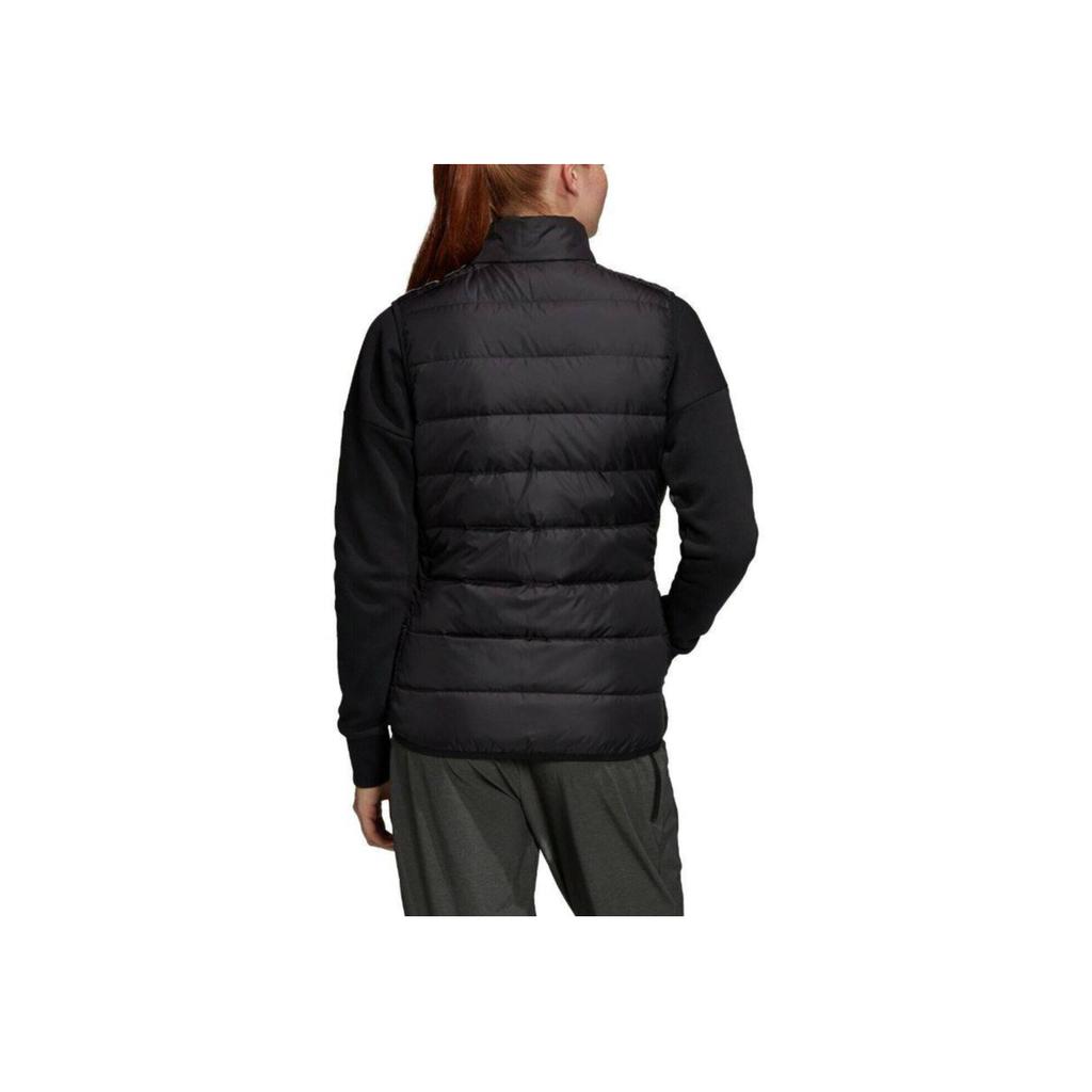 adidas Logo Print Striped Stand Collar Sleeveless Down Vest Women Vests Black GH4586