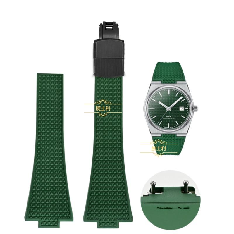 CTS Fluororubber dirželis Tissot PRX serijos Super Player laikrodžiams 35mm 40mm Greito atsegimo spyruoklinė sagtelė FKM laikrodžio dirželis 11mm 12mm