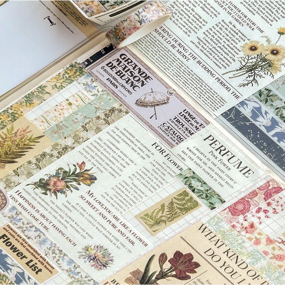 5 Rolls Spring Flower Washi Tape Self-adhesive DIY Wrapping Washi Tape Wrapping Multicolor Scrapbooking Decorative Tape