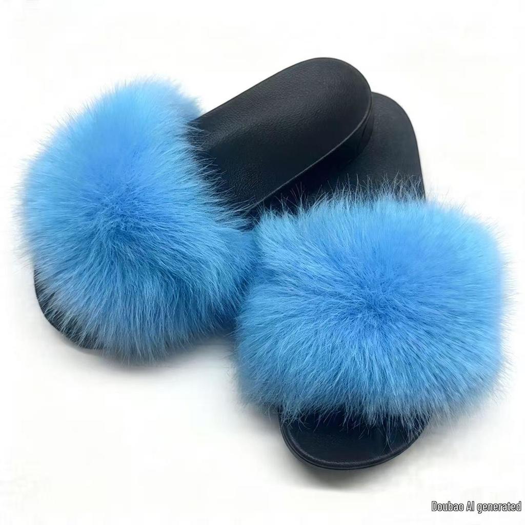2026 Korean Summer Women's Fashion Slippers: Comfortable, Non-slip, Single Strap, Furry, Casual, Outdoor Wear.