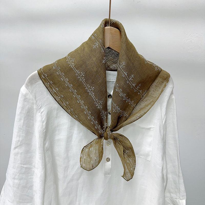 Thin Cotton And Linen Solid Color Square Scarf Plaid Square Scarf Women'S Summer Neck Protection Small Silk Scarf Accessories Small Scarf