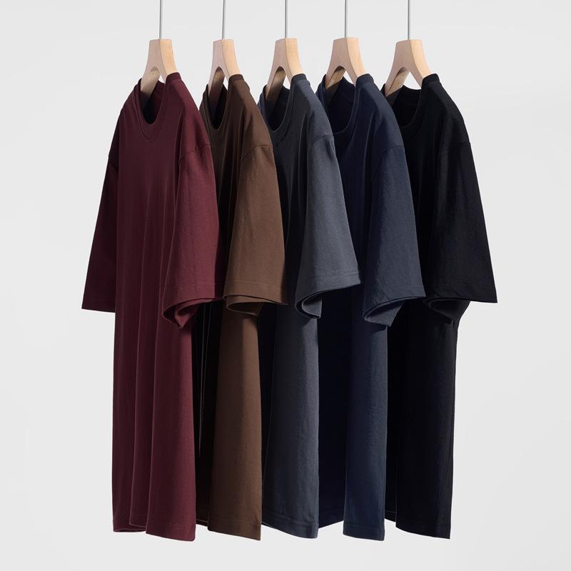 230G Cotton Heavy Short-Sleeved Men's T-shirt Casual Loose-Fitting T-shirt Wholesale Solid Color Spring and Summer Men's Clothes