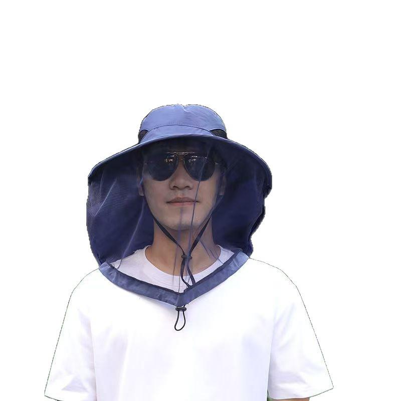 Men's Sun Protection Bucket Hat with Mosquito Mesh for Outdoor Activities
