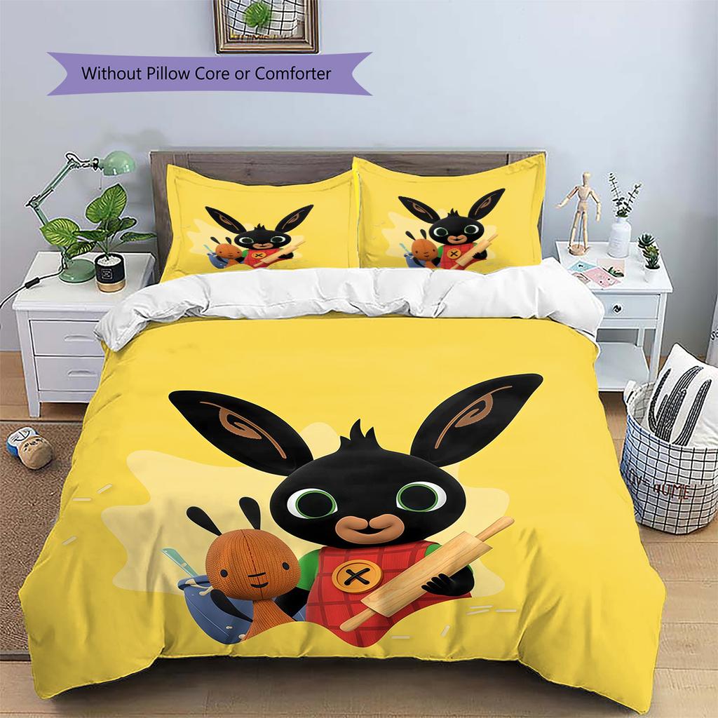 Bing Pattern Bedding Quilt Set  Home Decoration  Gift (1 * Duvet Cover + 2 * Pillowcase  Without Core)