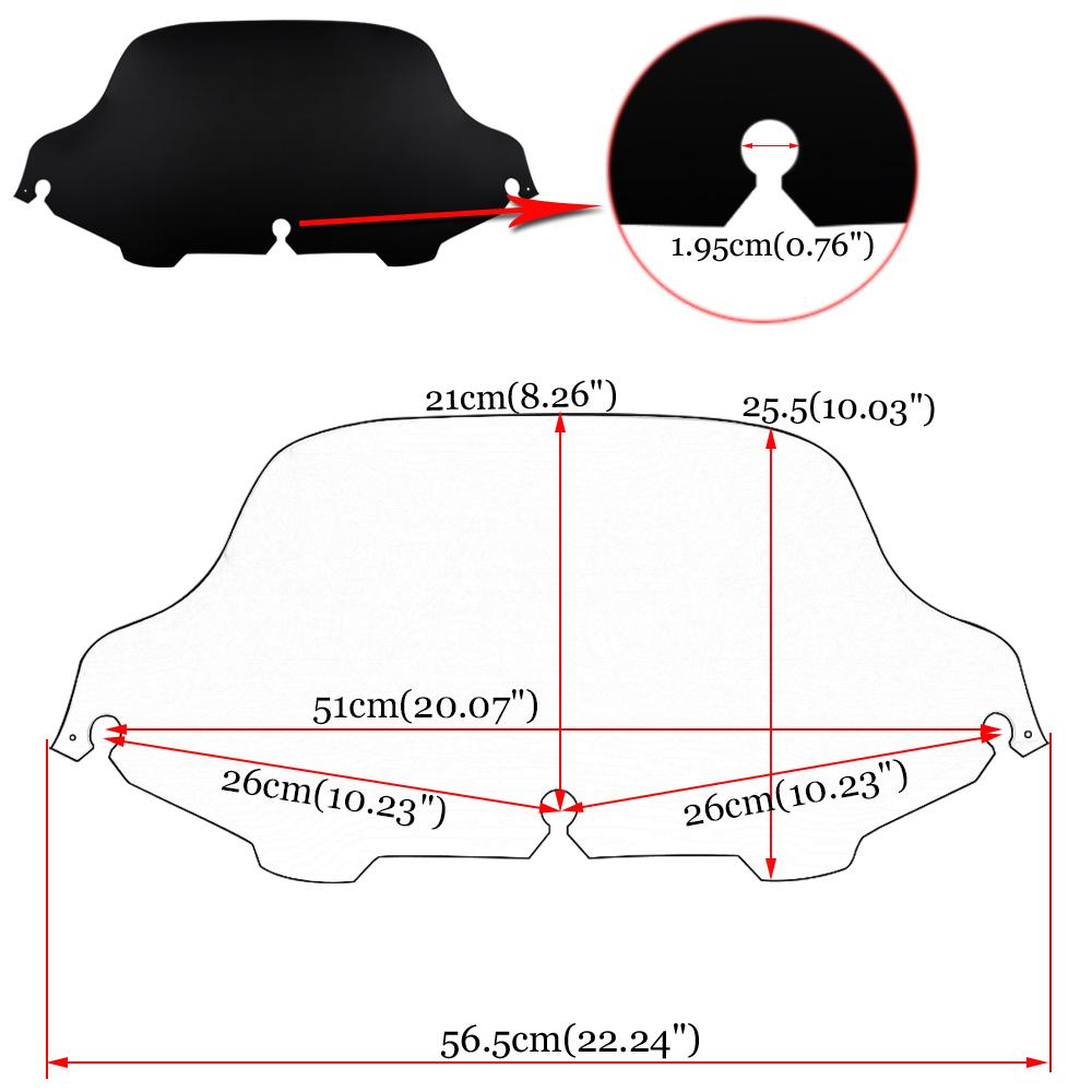 6" 8" Motorcycle Windshield Upper Fairing Windscreen Cover For Harley Touring Street Electra Glide Ultra Classic FLHTK 1996-2013