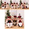 Cartoon Style Christmas Burlap Gift Bags Featuring Merry Snowman Reindeer Design