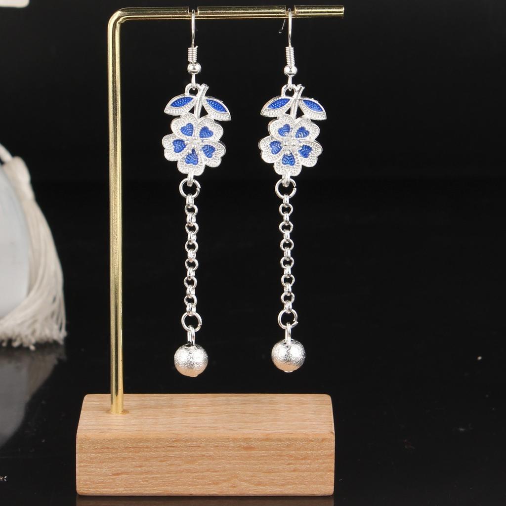 Turquoise Earrings Bohemian Drop Ear Earrings with Tassels, Geometric Alloy, Retro Style, Boastful Ear Accessories