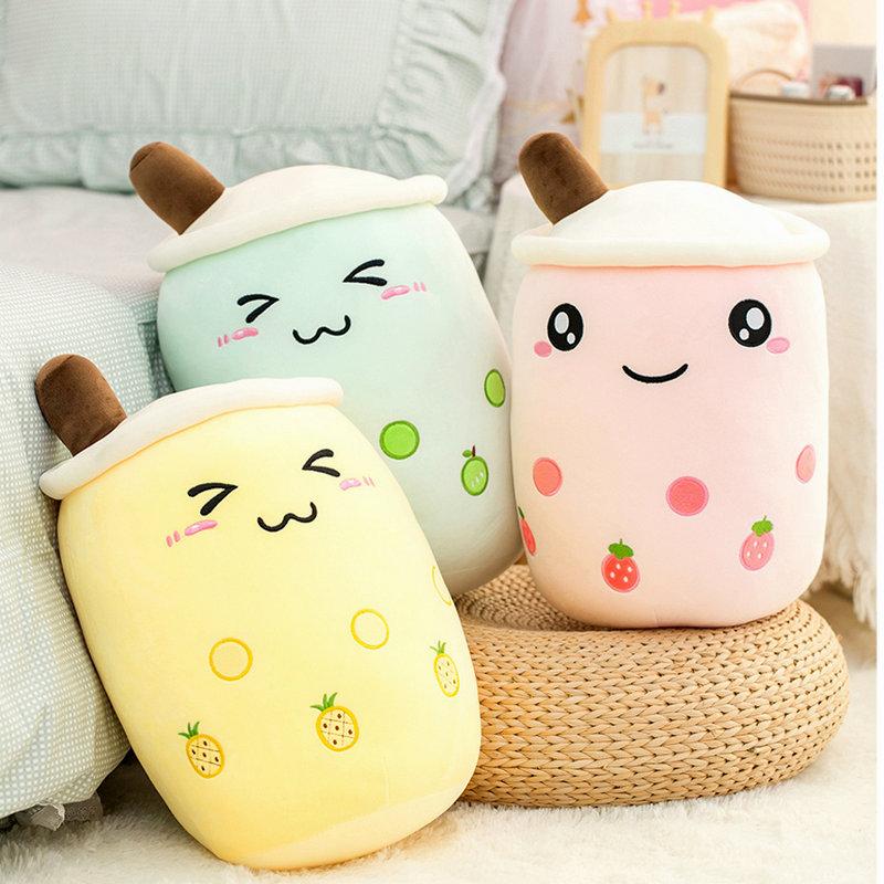 25-70cm Cartoon Fruit Bubble Tea Cup pillow stuffed soft Drink Apple Milk Tea back cushion fast food gifts for kids birthday