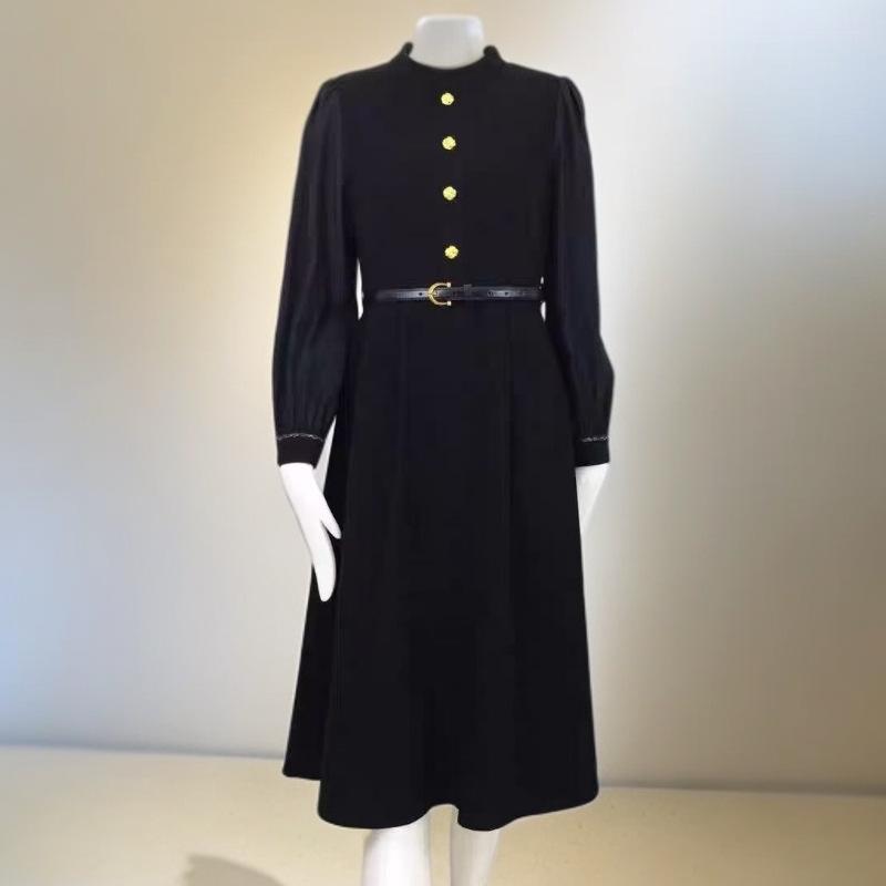 Autumn Elegant Waist-Cinching Slim Mid-Length Dress