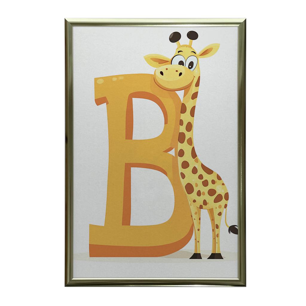 Plakat Śmiejąca Się Żyrafa Przy Literze B Plakat Śmiejąca Się Żyrafa Przy Literze B, 30X40 Cm, Bez Ramy, Papier Matowy 230 Gsm