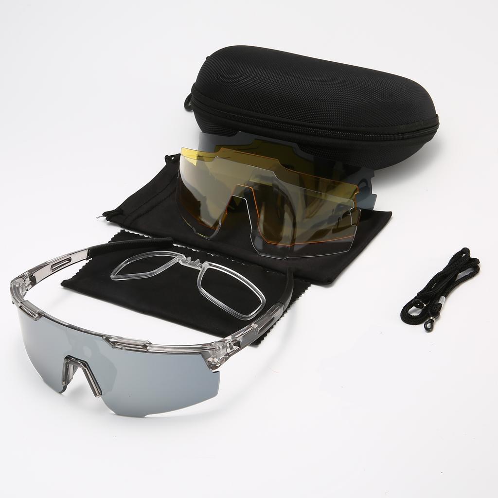 ATM1 PC Lens Sports Sunglasses Kit – UV400 Cycling Glasses with 3 Interchangeable Lenses, Protective Case and Accessories