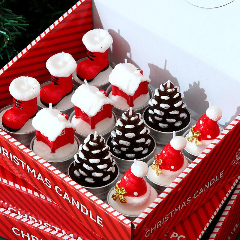 Snowman Candle Multicolor Evergreen Tree Candle Christmas Candle Set Decorative Mini Christmas Candles For Holiday Celebration