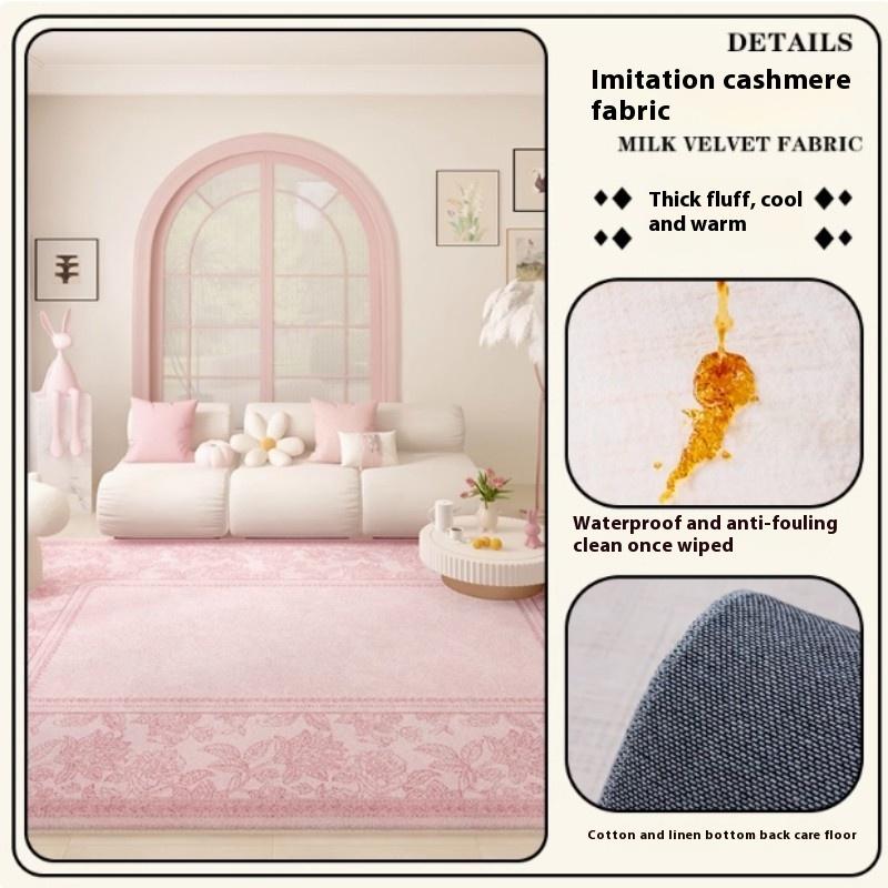 

VIKAMA Pink Floral Carpet Moisture and Mildew Resistant Living Room Sofa Blanket Bedroom Bedroom Floor Mats Home Decoration 70x100cm