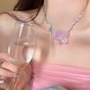 Zircon Resin Flower Pendant Necklace Women's Fashion Niche Design Neck Chain Early Spring Versatile Sweet Light Luxury Collarbone Chain