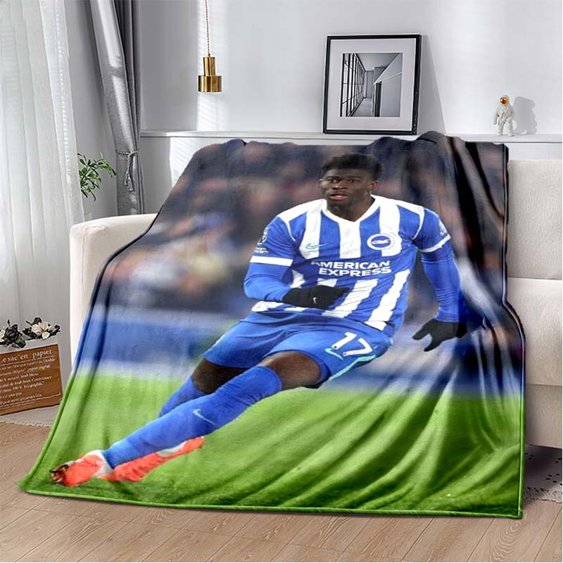 Brighton & Hove Albion Seagull Logo Blue White Gold Vertical Stripe Print Soft Flannel Throw Blanket Sofa Bed Warm Decor Cover For Football Fans
