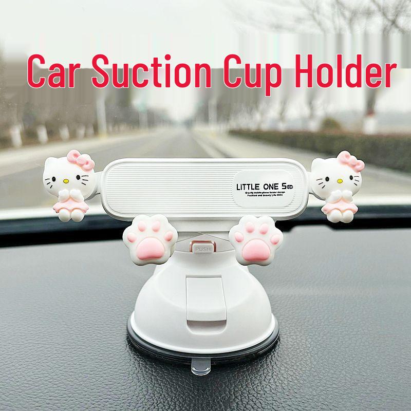 Strawberry Bear Magnetic Car Phone Holder with Firm Suction - Cute Interior Navigation Accessory